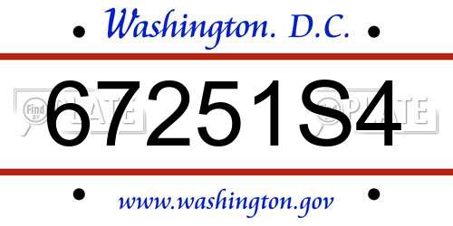 67251S4 District Of Columbia License Plate