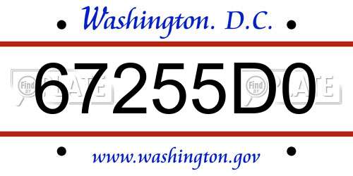 67255D0 District Of Columbia License Plate
