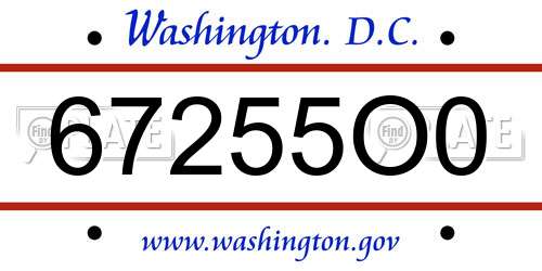67255O0 District Of Columbia License Plate