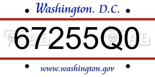67255Q0 District Of Columbia License Plate