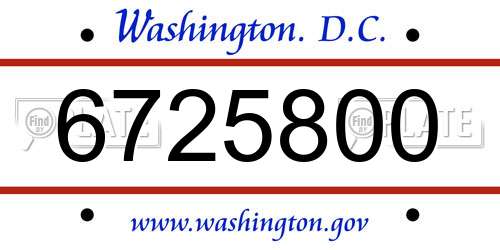 6725800 District Of Columbia License Plate