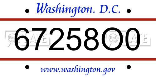 67258O0 District Of Columbia License Plate