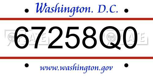 67258Q0 District Of Columbia License Plate