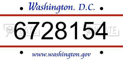 6728154 District Of Columbia License Plate