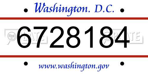 6728184 District Of Columbia License Plate