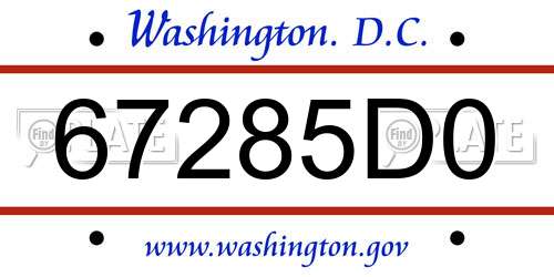 67285D0 District Of Columbia License Plate