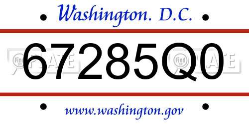 67285Q0 District Of Columbia License Plate