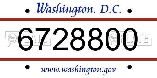 6728800 District Of Columbia License Plate