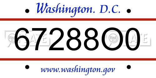 67288O0 District Of Columbia License Plate