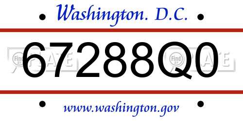 67288Q0 District Of Columbia License Plate