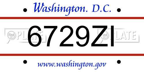 6729ZI District Of Columbia License Plate