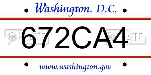 672CA4 District Of Columbia License Plate