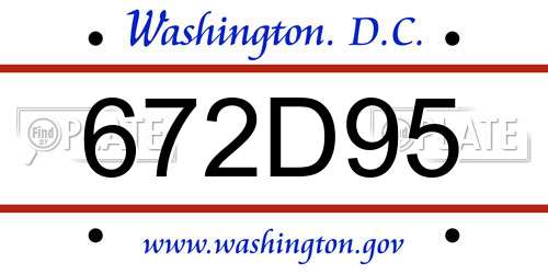 672D95 District Of Columbia License Plate