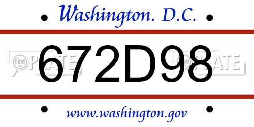 672D98 District Of Columbia License Plate