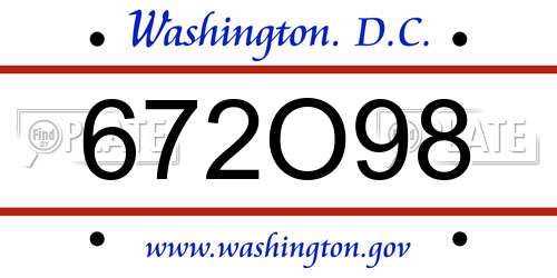 672O98 District Of Columbia License Plate