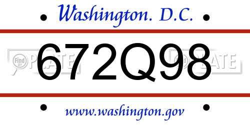 672Q98 District Of Columbia License Plate