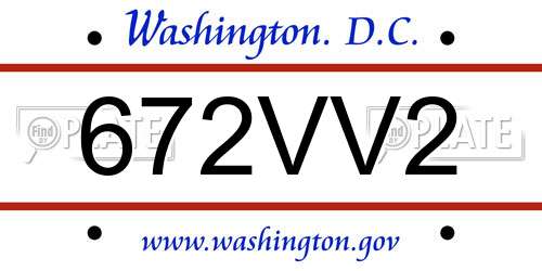 672VV2 District Of Columbia License Plate
