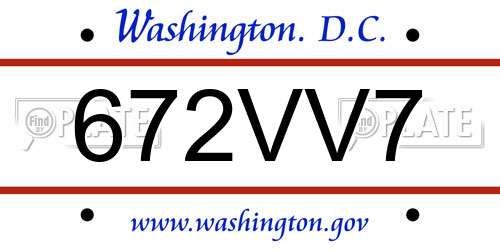 672VV7 District Of Columbia License Plate
