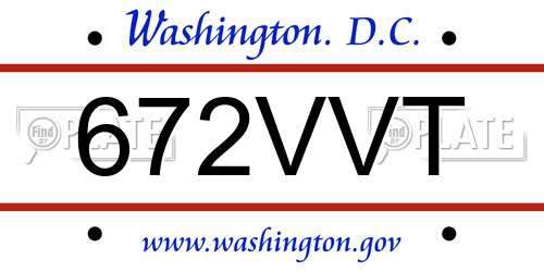 672VVT District Of Columbia License Plate