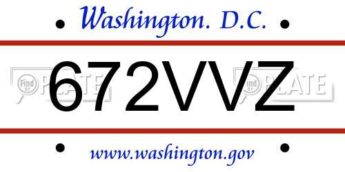 672VVZ District Of Columbia License Plate