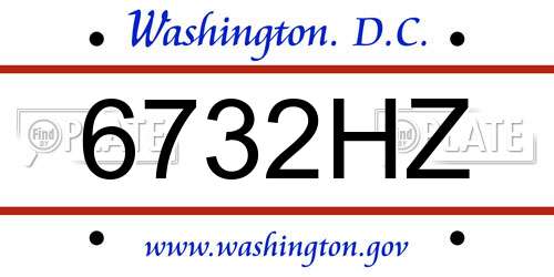 6732HZ District Of Columbia License Plate