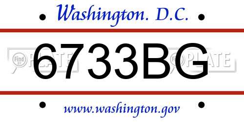 6733BG District Of Columbia License Plate