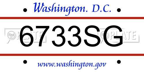 6733SG District Of Columbia License Plate