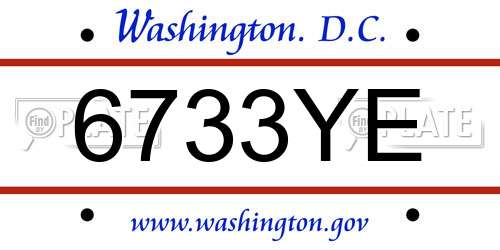 6733YE District Of Columbia License Plate