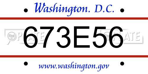 673E56 District Of Columbia License Plate