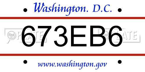 673EB6 District Of Columbia License Plate