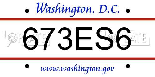 673ES6 District Of Columbia License Plate