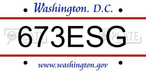 673ESG District Of Columbia License Plate