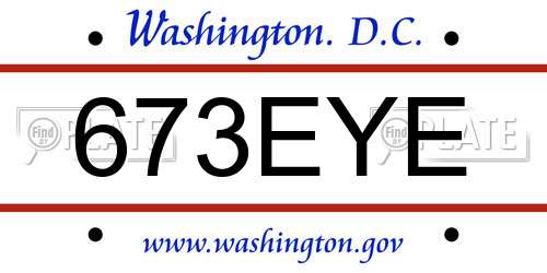 673EYE District Of Columbia License Plate