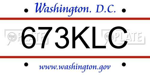 673KLC District Of Columbia License Plate