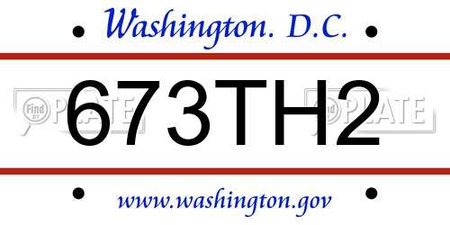 673TH2 District Of Columbia License Plate