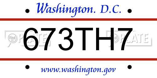 673TH7 District Of Columbia License Plate