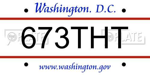 673THT District Of Columbia License Plate