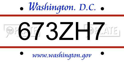 673ZH7 District Of Columbia License Plate