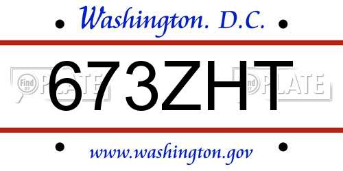 673ZHT District Of Columbia License Plate