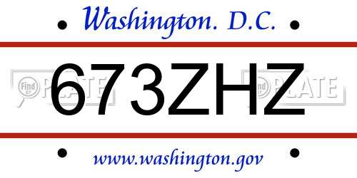 673ZHZ District Of Columbia License Plate