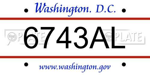 6743AL District Of Columbia License Plate