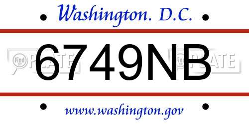 6749NB District Of Columbia License Plate