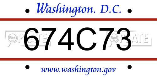 674C73 District Of Columbia License Plate