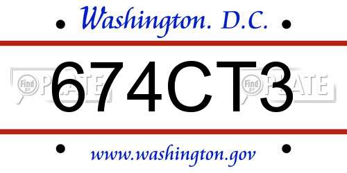674CT3 District Of Columbia License Plate