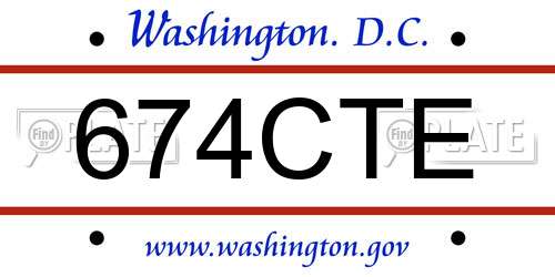 674CTE District Of Columbia License Plate
