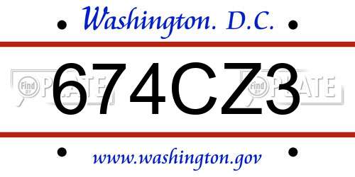 674CZ3 District Of Columbia License Plate