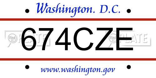674CZE District Of Columbia License Plate