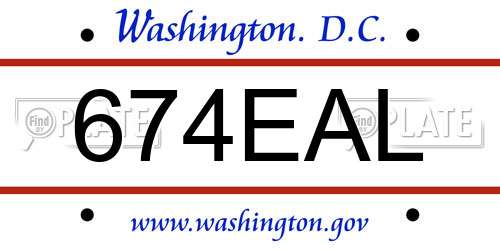 674EAL District Of Columbia License Plate