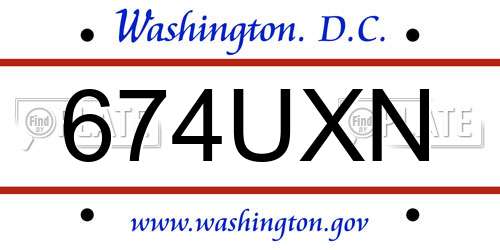 674UXN District Of Columbia License Plate
