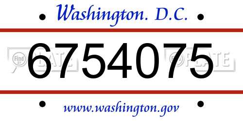 6754075 District Of Columbia License Plate